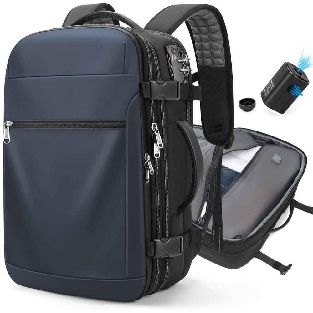Ergonomic Compression Backpack For Travel - Navy … - image 1